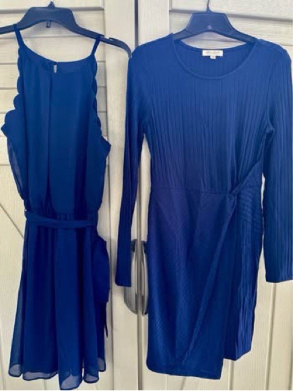 Blue Women's Dresses Set - Elegant Scallop & Ribbed Styles Bundle
